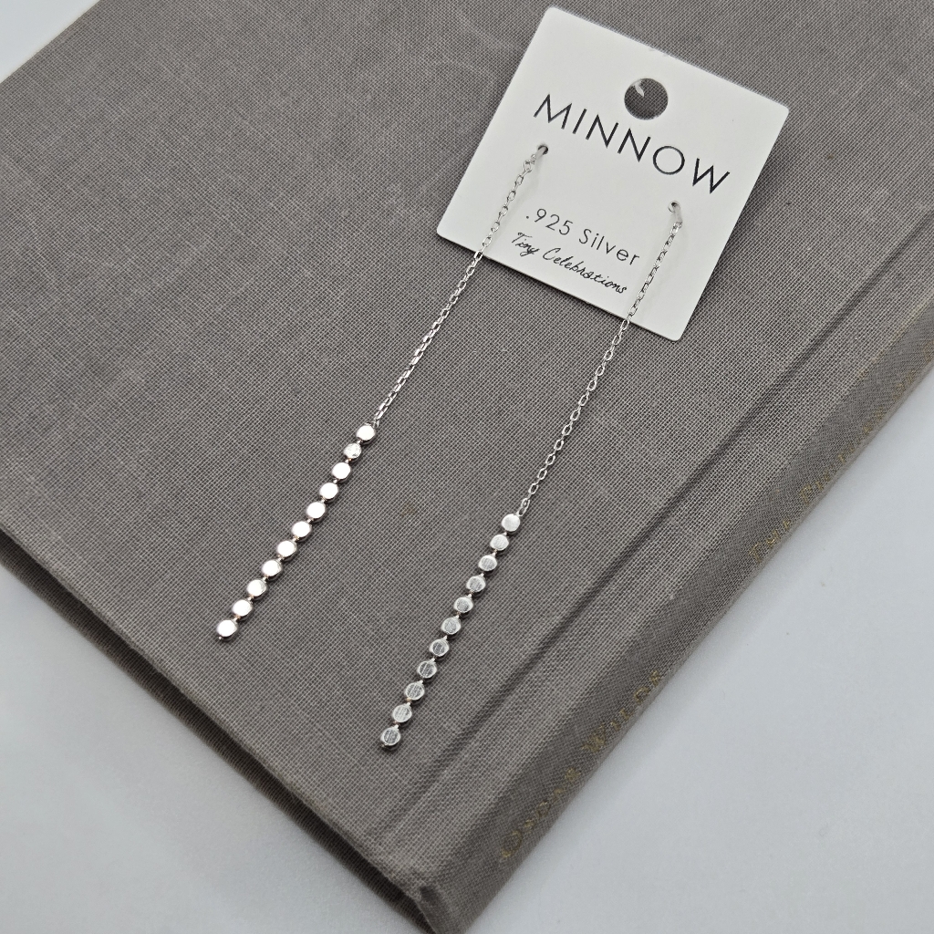 Sterling Silver Dangle Threader Earrings Fairy Y2k Long Boho Dainty Chain